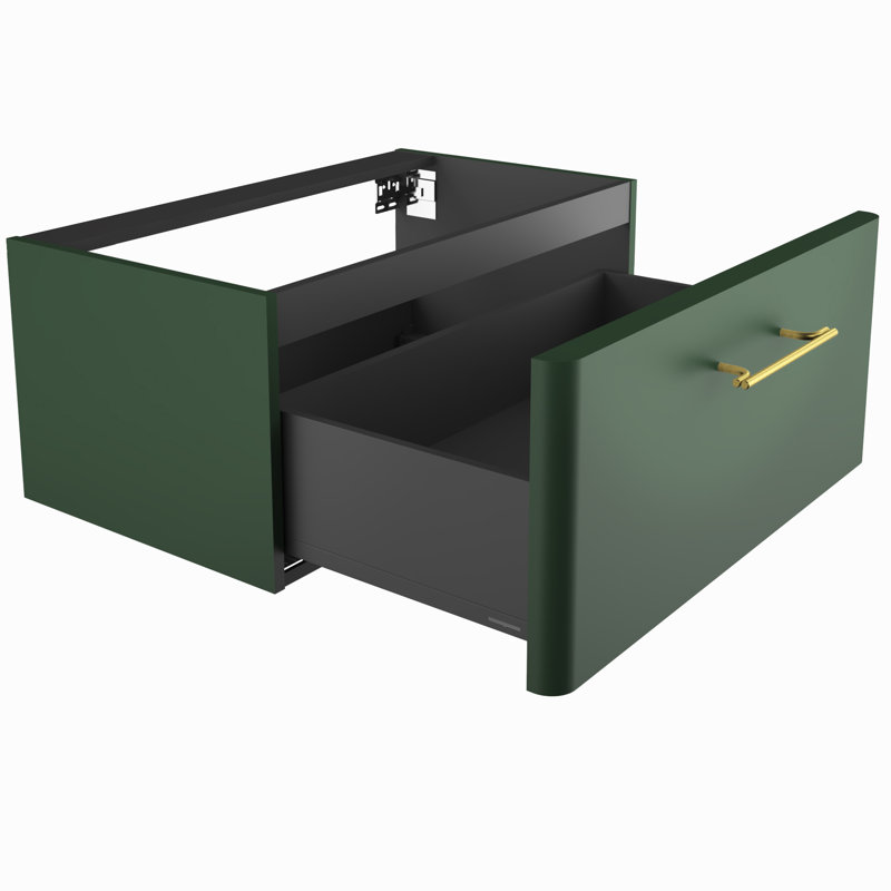 Ashaunie 81cm Single Bathroom Vanity Base Only, Conifer Green Supermatt/Gold