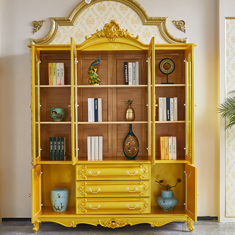 bibliothèque de luxe sculptée de style américain