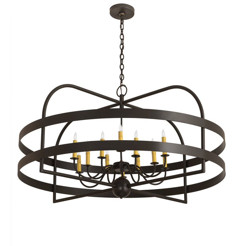 Timeless Bronze 12-Light Geometric Candle Chandelier