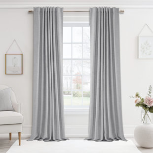 50" W Thermal 100% Blackout Linen Textured Curtain Panels (Set of 2)