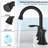 Matte Black Bathroom Sink Faucet 8" Widespread - 2 Handle 3 Hole 360 Swivel Spout, Scratch Texture, Water Efficient, Effortless Install Procedure Lavatory 2 Scratch- Surface, Saving, Simple Method-122398802