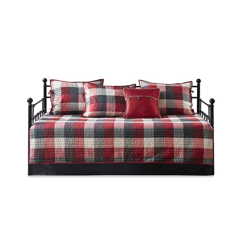 Rustic 6-piece Reversible Bedding Sets, Microfiber Material, Plaid Lodge Style For Guest Room