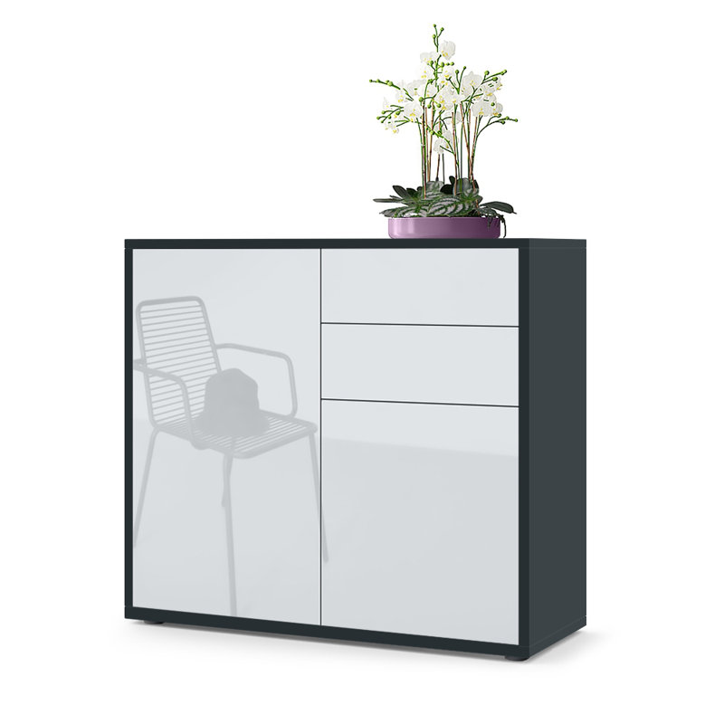 Sideboard Mcdevitt, Black (Matt)/White (Glossy)