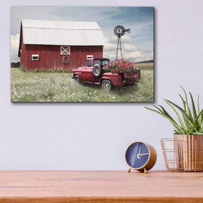 «Little Red Barn» par Lori Deiter, art mural en verre acrylique