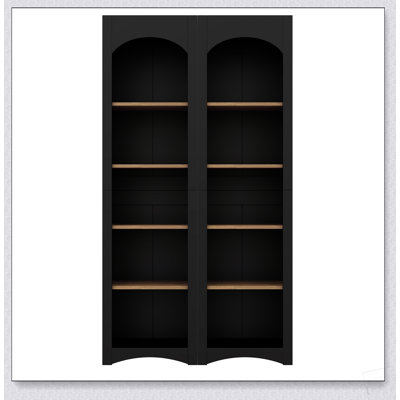 ON-TREND Bibliothèque autoportante à 5 niveaux, ensemble de 2 bibliothèques, armoire de rangement bicolore de style campagnard avec tablettes réglables, garde-manger moderne 72H pour salon, bureau à domicile