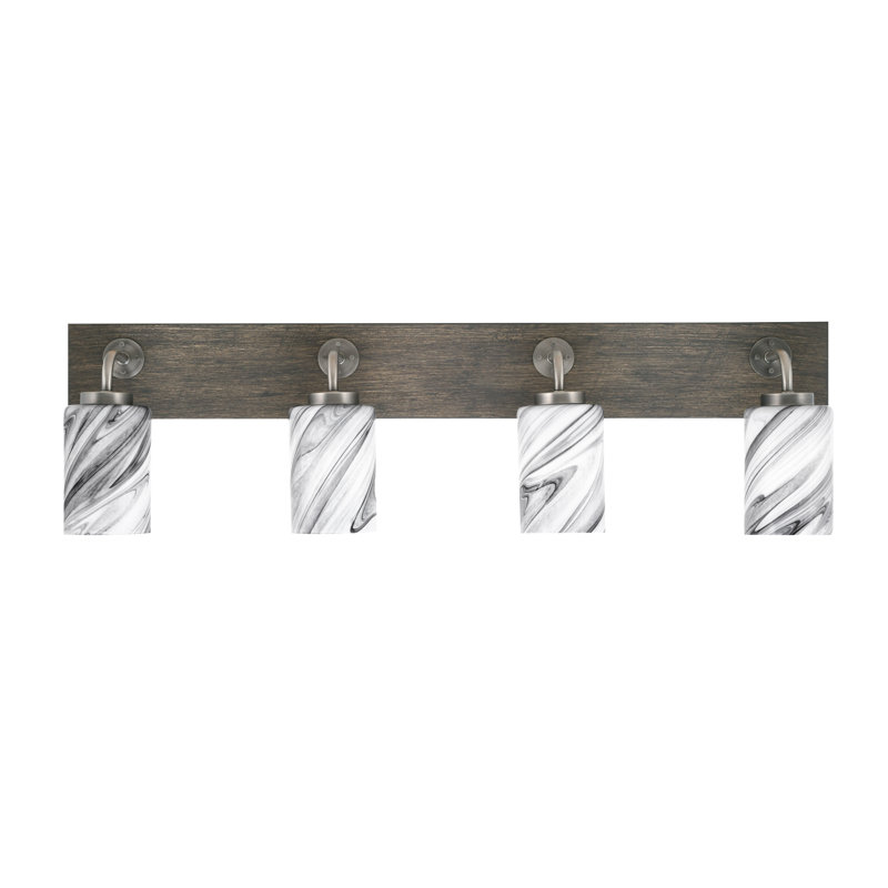 Barre d'éclairage de salle de bain 4 lumières Oxbridge, Graphite / gris vieilli, Tourbillon onyx
