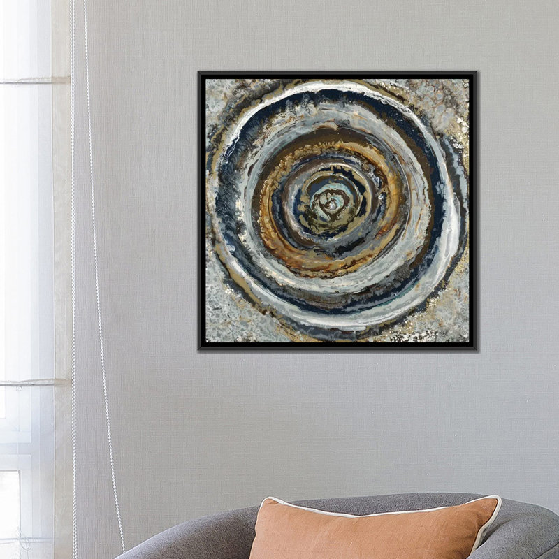 «Metallic Circle», impression sur toile, H 18 po x l 18 po x P 1,5 po, Toile avec cadre noir
