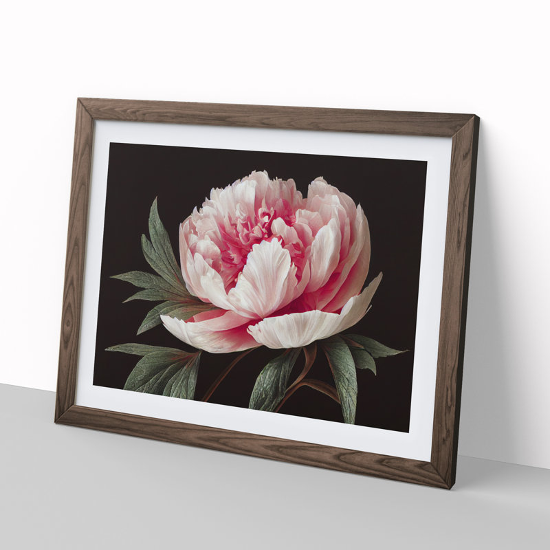 Grand Peony Flower - Print, 25cm H x 34cm W, Walnut
