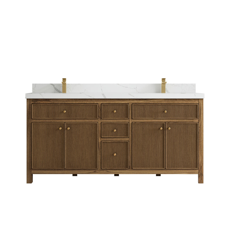 Ensemble de meuble-lavabo double 72 po Sonoma, Calacatta Laza, Brun