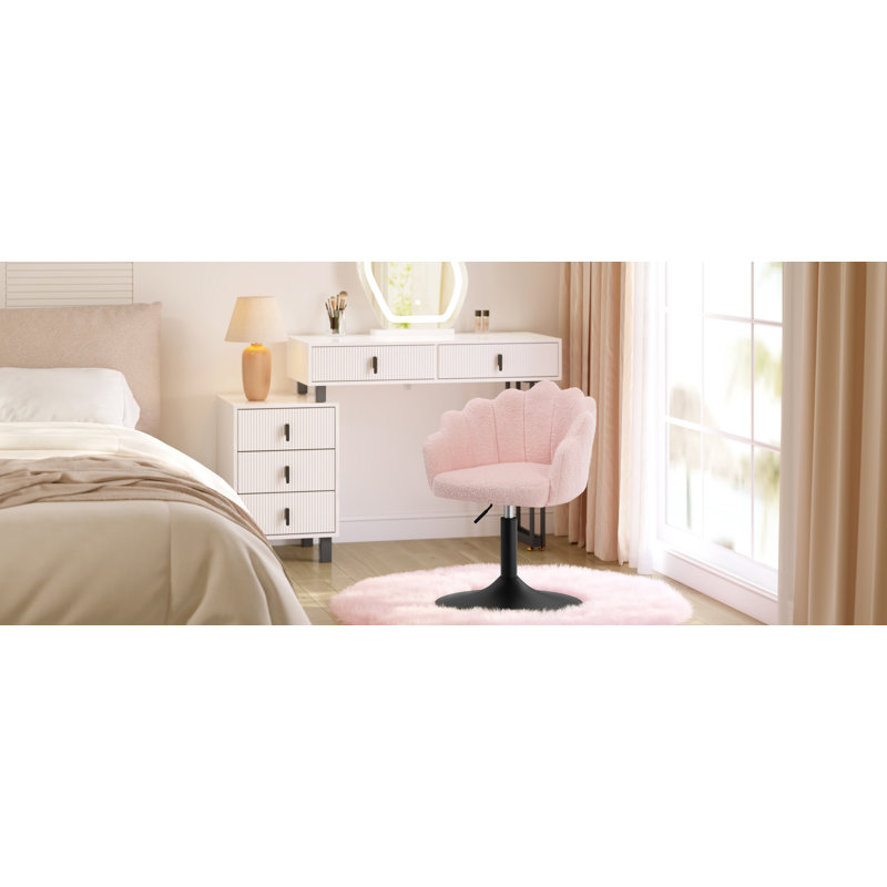 Metal Accent Stool, Teddy, Light Pink
