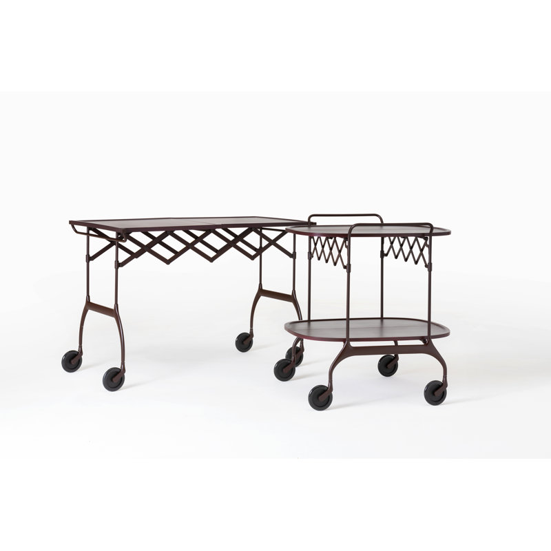 Gastone Metal Bar Cart with Wheels, Mat Plum