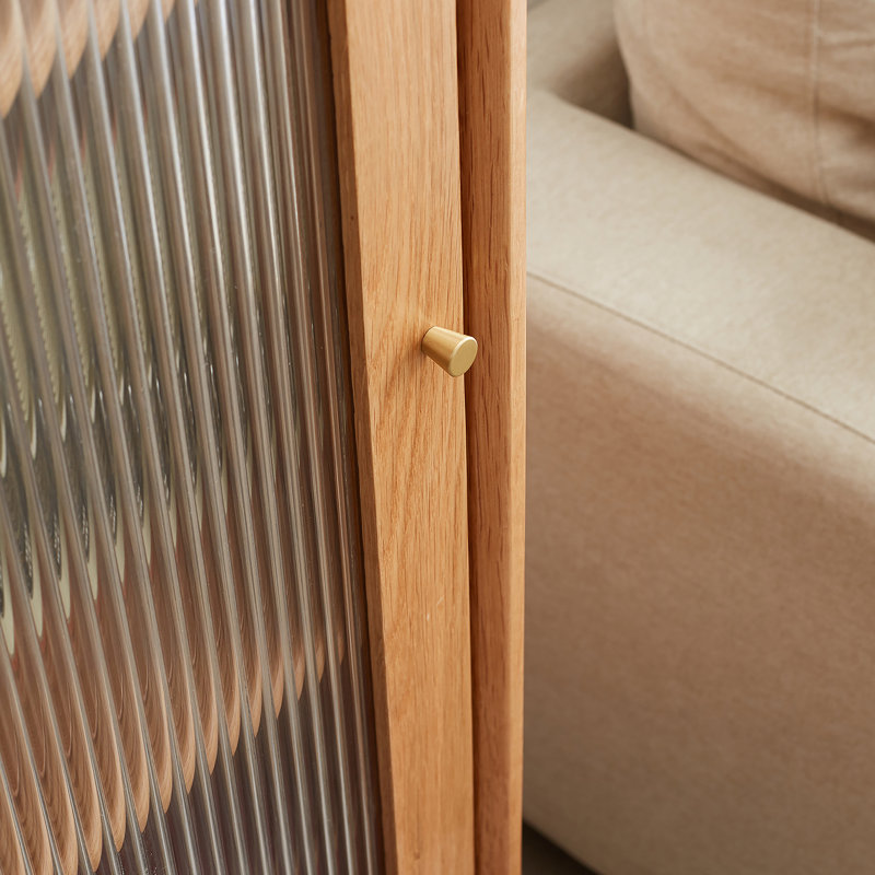 Solid Oak Storage Cabinet For Living Room, Free-Standing Corner Cabinets Storage Table