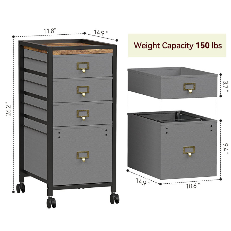 Classeur vertical mobile 4 tiroirs Boose, gris
