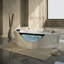 Baignoire tourbillon d'angle 59 "pour 2 personnes, baignoire à jets de luxe avec 6 jets d'hydromassage, lumières DEL de chromathérapie et système de réglage pneumatique, pompe à eau certifiée UL, égouttoir certifié UPC