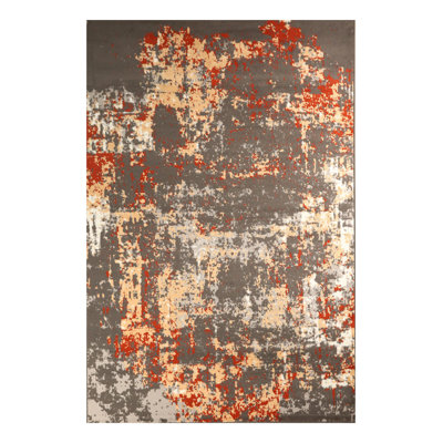 Tapis à motif abstrait rouge / beige