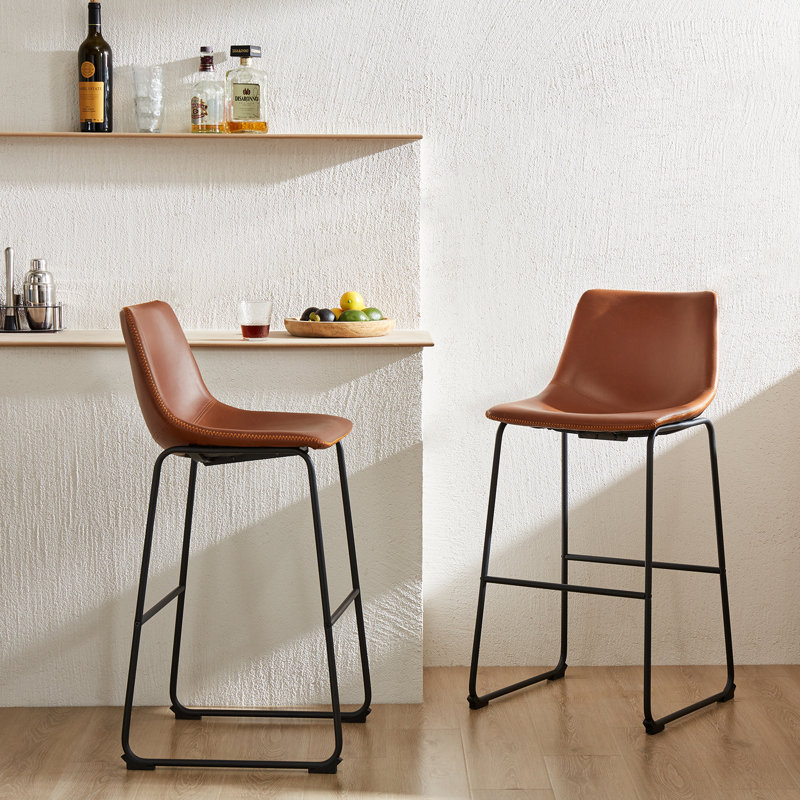 Leecy Upholstered Counter Stool, Brown, Bar Stool (29” Seat Height)