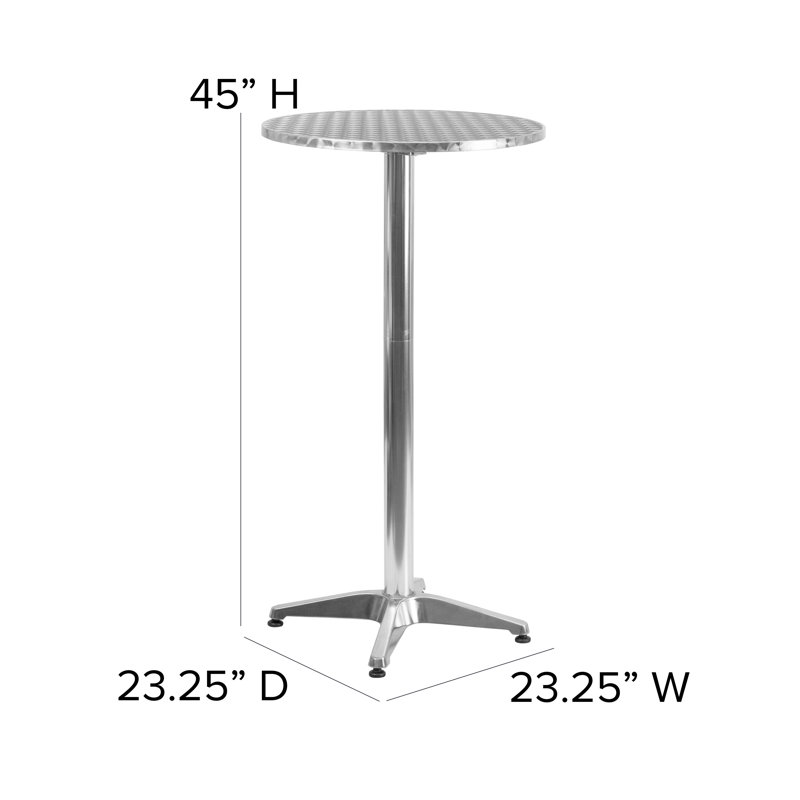 Carlisa 23.25" Round Aluminum Indoor-Outdoor Bar Height Table with Flip-Up Table,