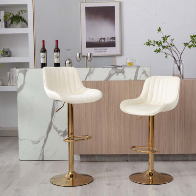 Repose-pieds chromé et base pivotante en velours à hauteur réglable et tabouret de bar simple Golden Leg
