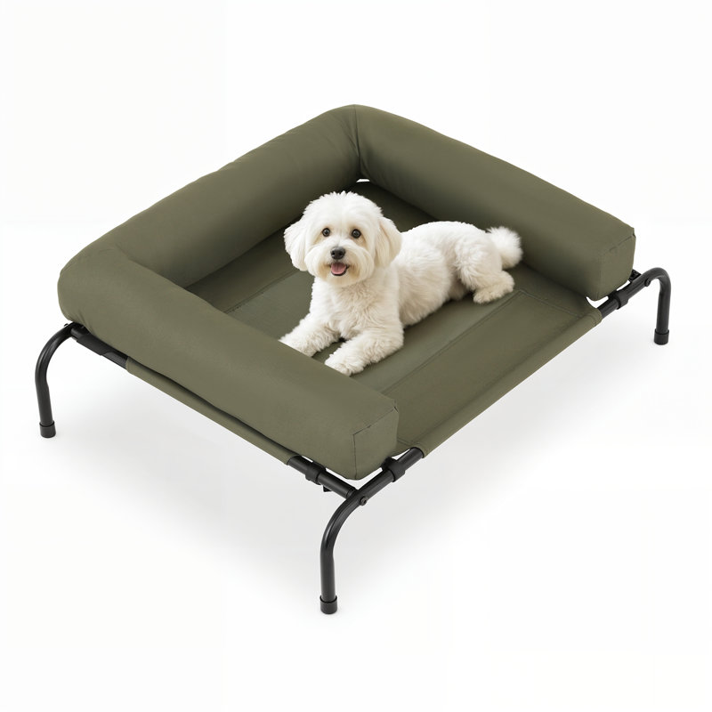 Elevated Dog Bed with Removable Cooling Cushion, Petit (l 35,5 po x P 25,5 po x H 7,5 po), Gris