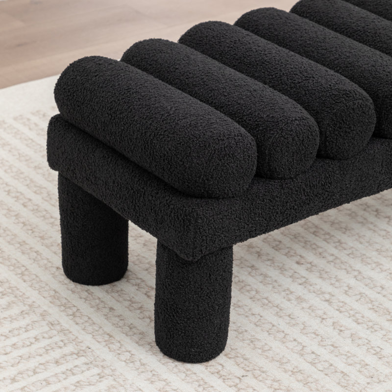 Modern Upholstered Bench, Black