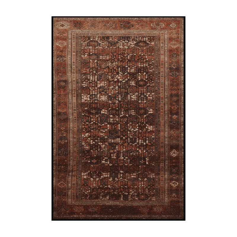 Tapis persan noir lavable à la machine, Rectangulaire 2 pi x 3 pi