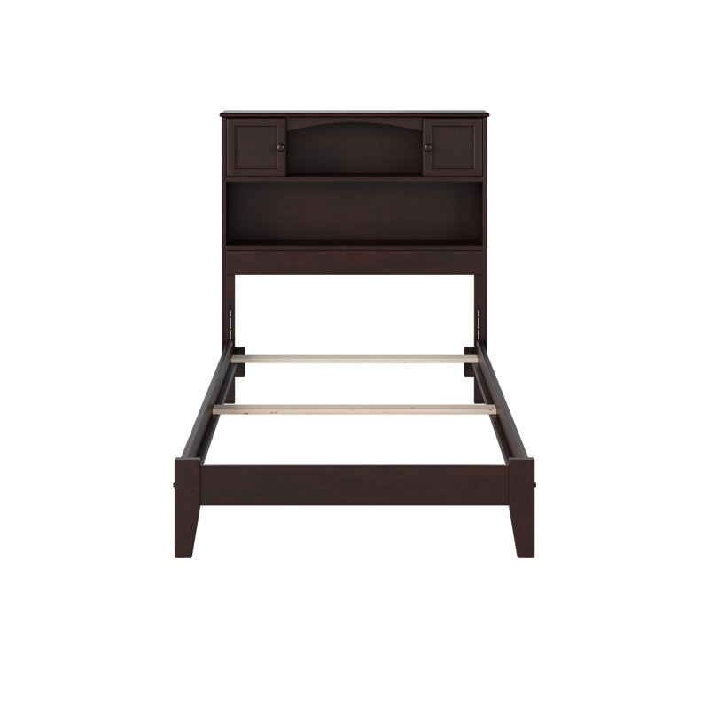  Lit avec base en bois massif Bouldin, Jumeau, Espresso