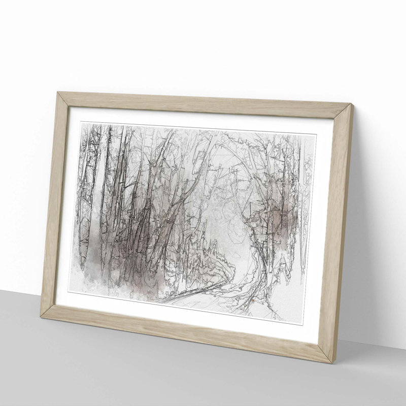 Woodland Road in Abstract - Picture Frame Graphic Art Print, Oak, 60cm H x 91cm W x 2cm D