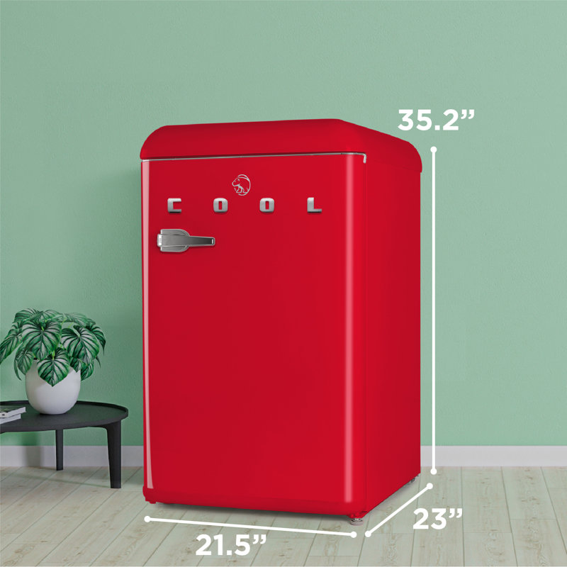 CCRA Series Commercial Cool 4.4 Cu. Ft, Vintage Style 2 Slide-Out Glass Shelves Refrigerator, Red