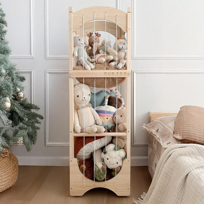 Wooden Toy Storage Organizer – Arched Base With Detachable Bars And Lockable Wheels