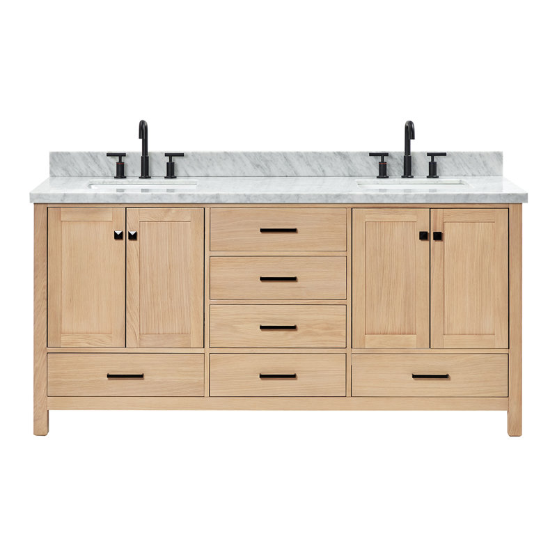 Ensemble de meuble-lavabo double 73 po Cambridge, Chêne, Rectangular