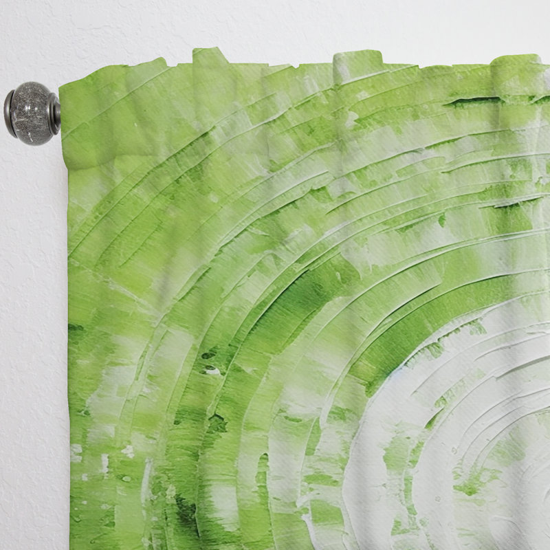 Green White Sage Spirals - Modern Curtain - Velvet Room Darkening - 1 Panel, 52" W x 95" L