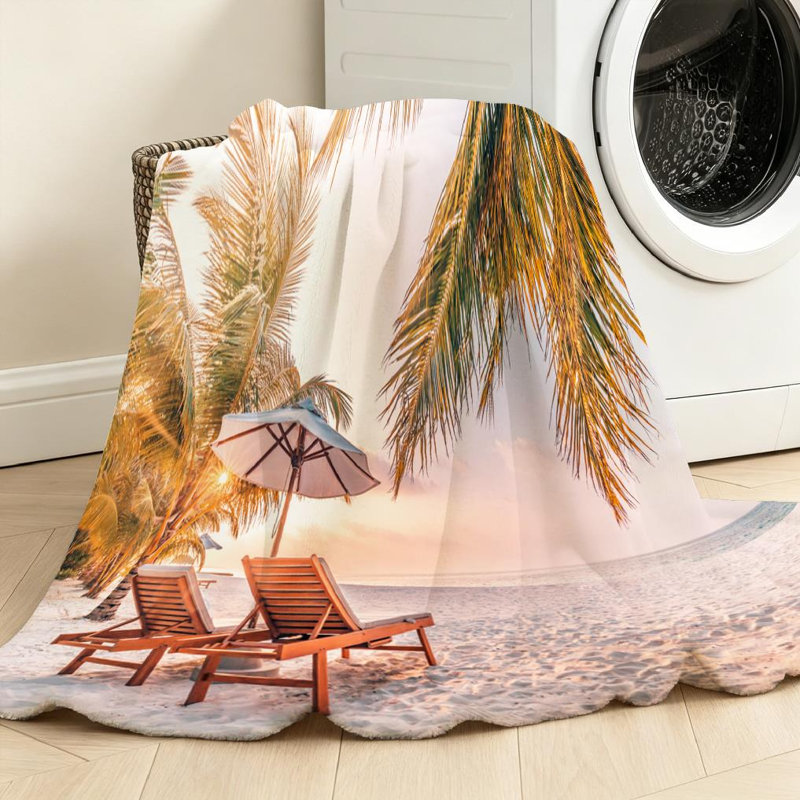 Jeté en flanelle bleue ultra douce, chaise de plage, impression d'un côté, Throw 50" x 60"