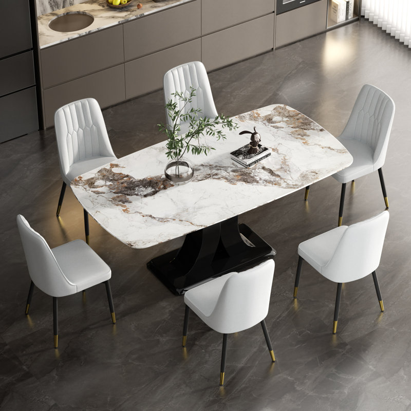 Ensemble repas pour 6 personnes, Blanc, Gris clair, 7