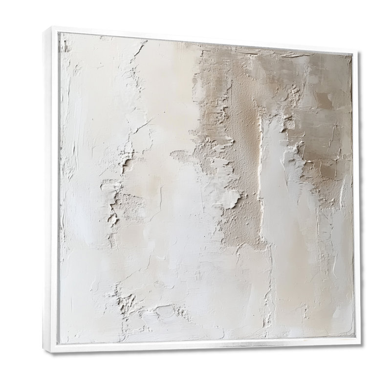 Soft Plaster Layers II - beige, impression sur toile, H 36 po x l 36 po, Cadre flottant blanc
