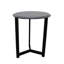 Table d'appoint ronde en marbre onyx avec base en métal noir, 20 pouces de diamètre, 24 pouces de hauteur, gris