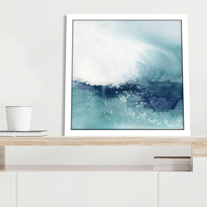 Wispy Waves II par Carol Robinson - Peinture, Cadre blanc, L 31 po x H 31 po