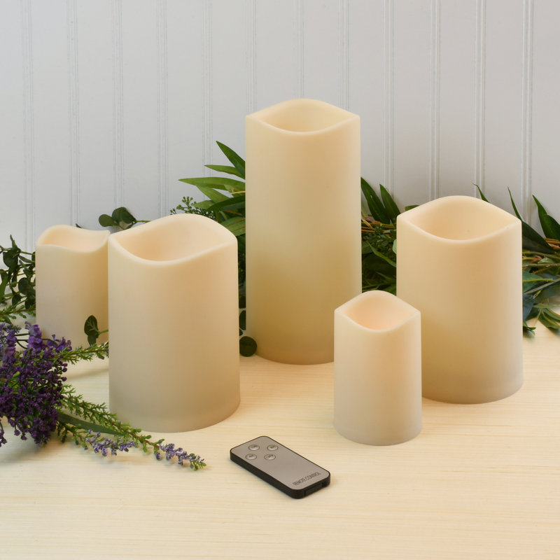 Bougies DEL à piles avec télécommande - 5 pièces