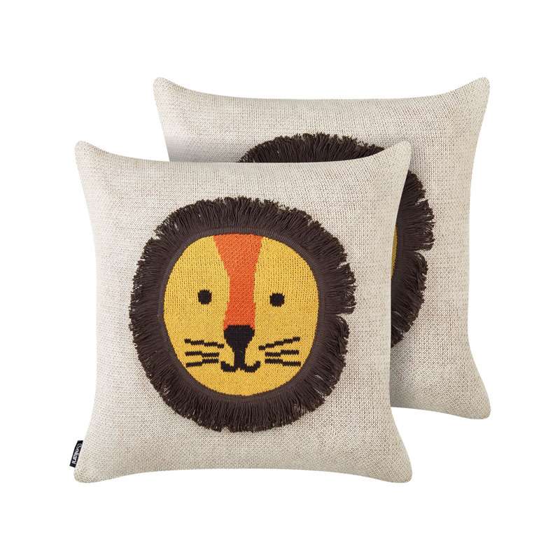 Anicette Animal Print Beige Square Cushion