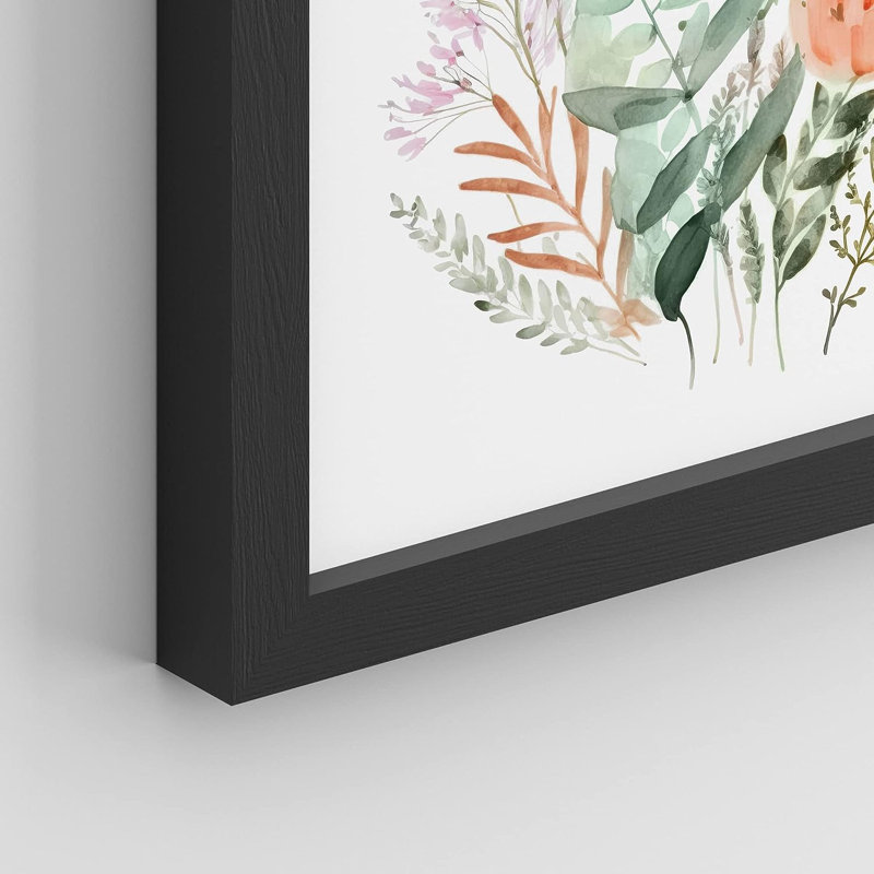 Vibrant Wildflower " IDEA4WALL Framed Colorful Wildflower Forest Bouquet Wall Art, Set Of 4 Nature Wilderness Wall Decor Prints, Botanical Floral Wall Decor For Living Room, Bedroom " 4 - Pieces
