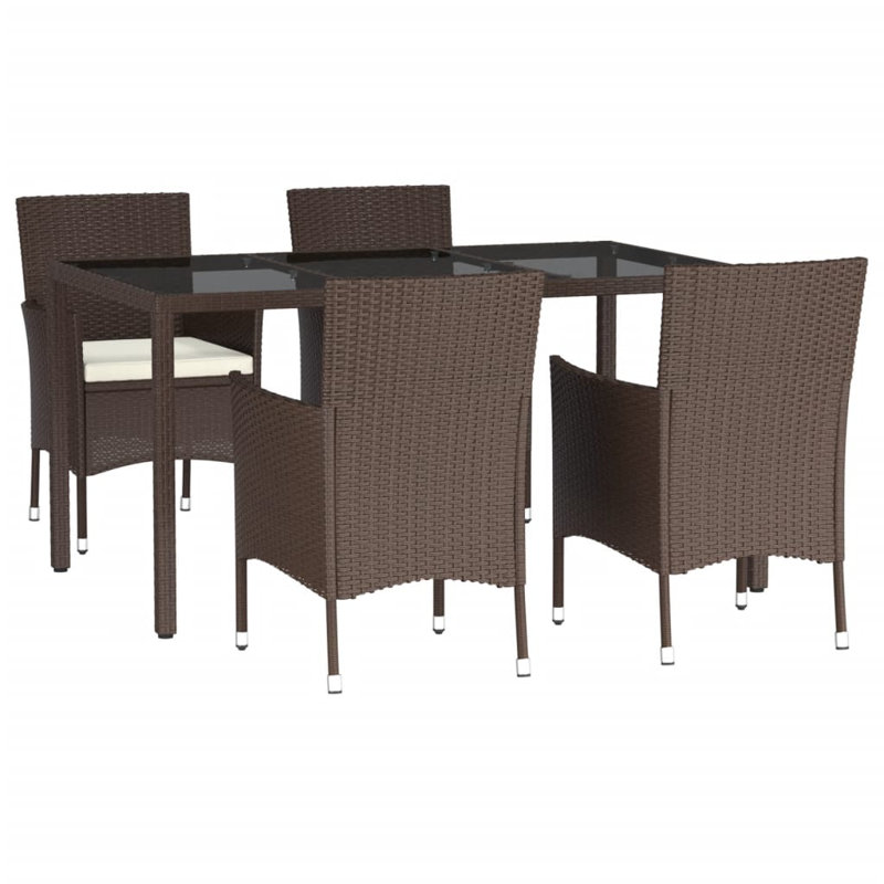 Red Barrel Studio® 5 Piece Patio Dining Set With Cushions Brown Poly Rattan