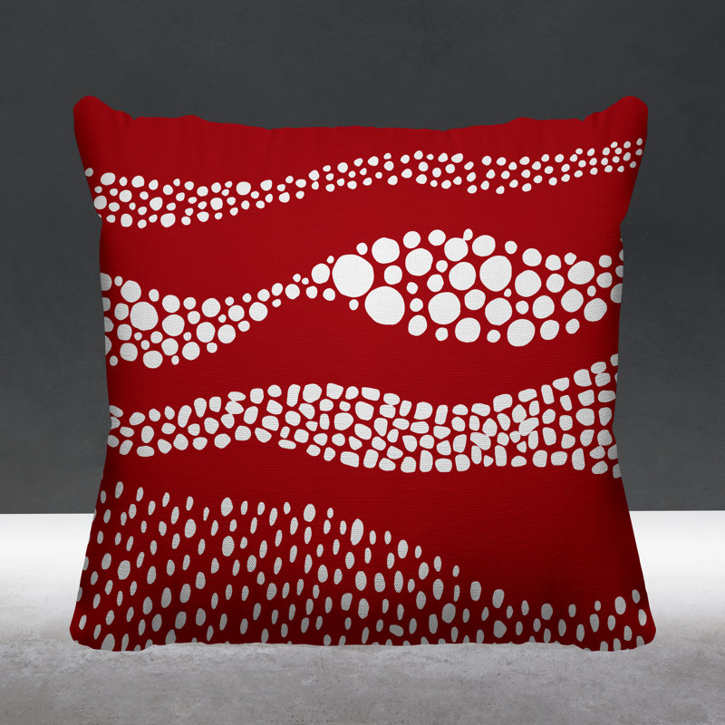 Coussin décoratif intérieur / extérieur Bia Boho Dots, Rouge, L 17 po x H 17 po