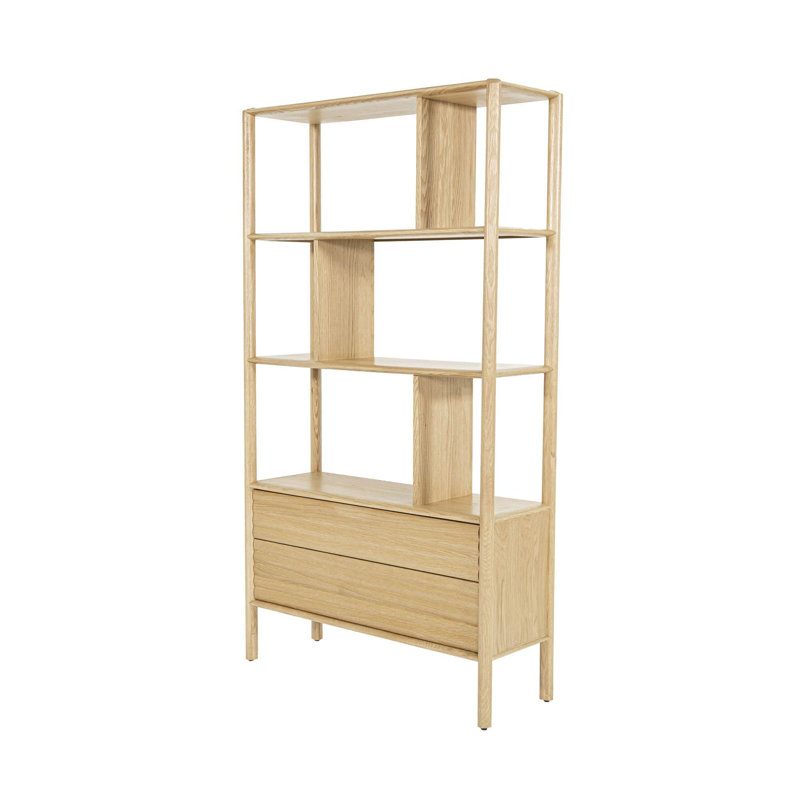 Masie 71"H x 35.4"W 2-Drawer Oak Bookcase,