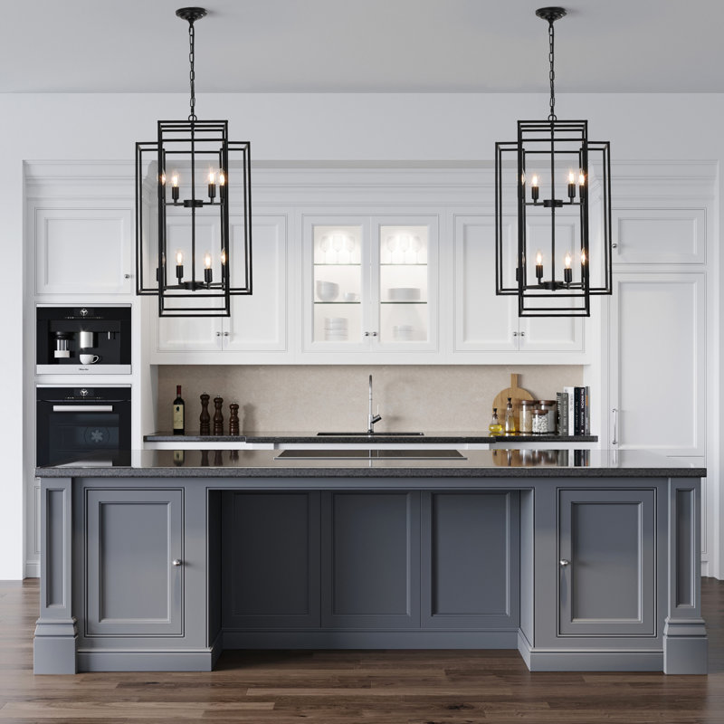 Lustre moderne en fer modulable pour espaces polyvalents : Lustre en métal noir pour salon et salle à manger