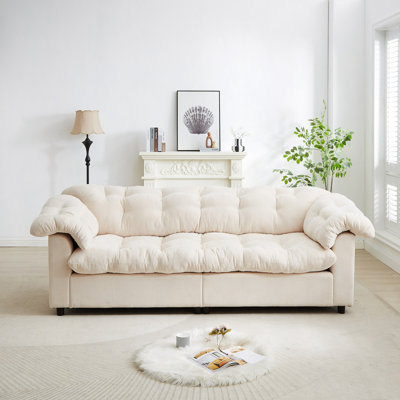 94.8" Chenille Comfort Deep Seat Sofa, Upholstered Fluffy Cloud Sofa Suitable For Living Rooms, Bedrooms, Offices And Apartments