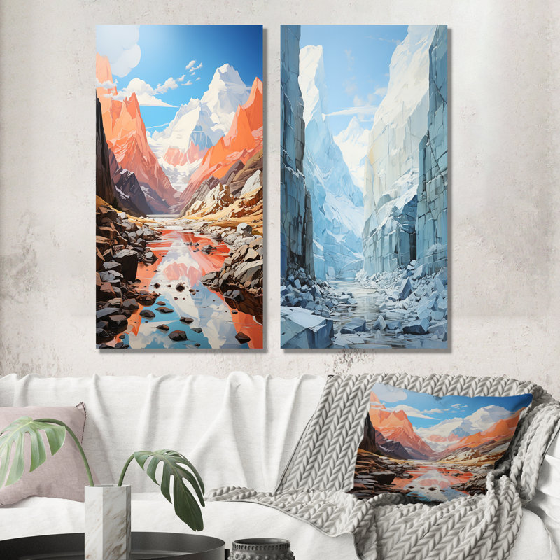 Winter Glacier Landscape In Canada - Ensemble de 2 pièces d'art mural Glacier, H 28 po x l 25 po, Toile tendue