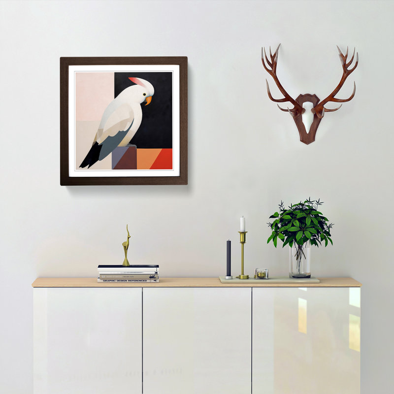 Cockatoo Suprematism No.1 - Framed Print, Walnut