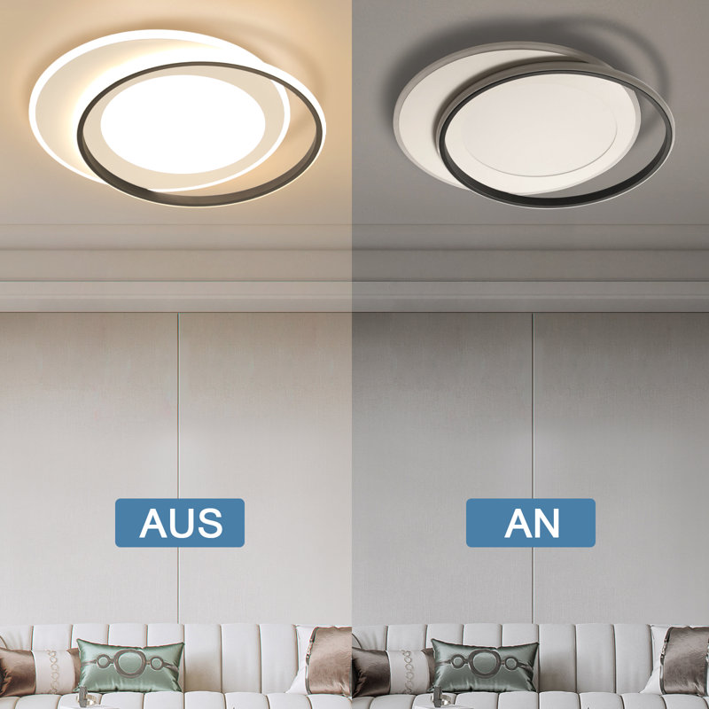Ivy Bronx 1-Light 7cm LED Integrated Flush Mount, Black/White