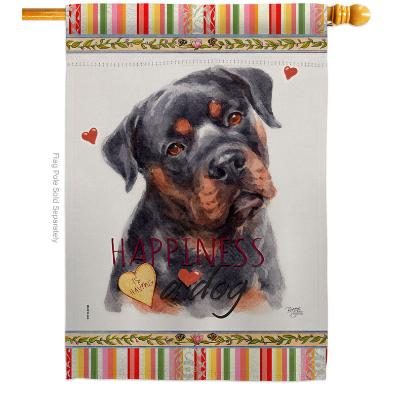 Bannière de décoration décorative recto-verso noire pour chien «Happiness House» 28 x 40 pouces, H 40 po x l 28 po
