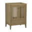 Base de meuble-lavabo de style bohème sans lavabo, structure en bois massif et panneaux de fibres à densité moyenne, armoire de rangement de salle de bain avec 2 portes naturelles et 1 tiroir