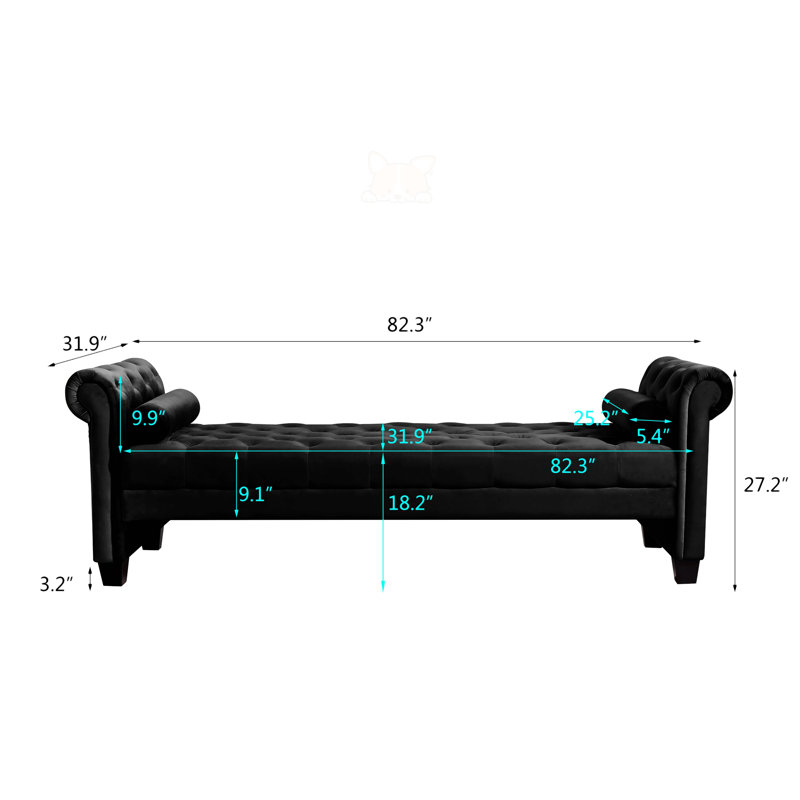 Rectangular Large Sofa Stool, Black
